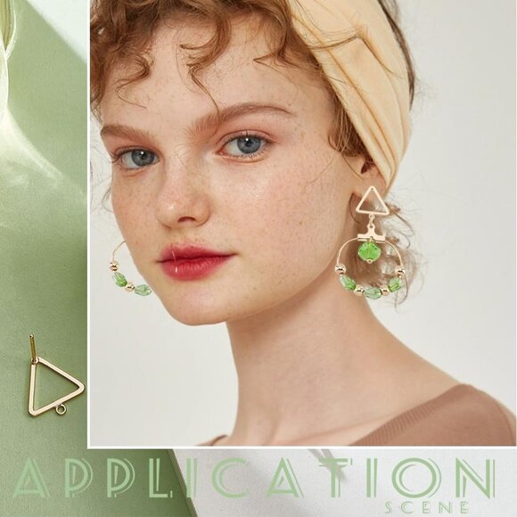 10Pcs 18K Real Gold Plated Triangle Shape Earring Studs Posts with Hole for Wedd - Picture 6 of 7